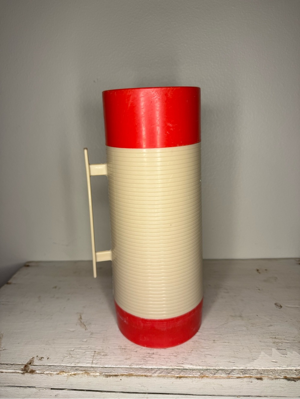 Vintage Aladdin Hy-Lo Wide-mouth Thermos Bottle WM1060P Red/Tan 1 Qt USA Made